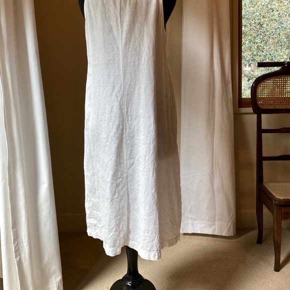 Eileen Fisher White Linen Midi A-line Tank Dress. - Picture 3 of 11